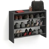 Komto Schuhregal Schmal - Schuhablage Flur mit 3 Ebenen