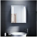 Sonni Spiegelschrank Bad 60 ×70 cm Badezimmer Spiegelschrank mit Steckdose Spiegelschrank mit Beleuchtung 2 türig Badezimmerspiegel Touch-Schalter