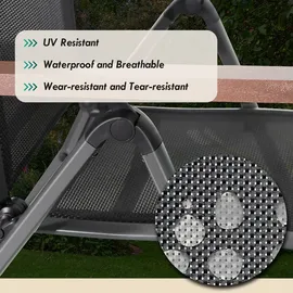 CCLIFE Gartenstühle 2er Set Hochlehner 7-fach verstellbar 150 x 60 x 110 cm dunkelgrau