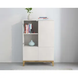 OTTO home Highboard 80 x 122 x 40 cm Weiß / Wotan Eiche
