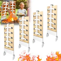 AufuN Flammlachsbretter, 4X Räucherbrett aus Zedernholz, mit 5 Stufen einstellbar Stabiler Edelstahl-Halterung, Lachs bis 2,5kg, für Feuerschalen,Outdoor Grill zedernholzbrett(4er Set)