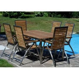 aleos Edelstahl Teak Set 6-tlg. Braun
