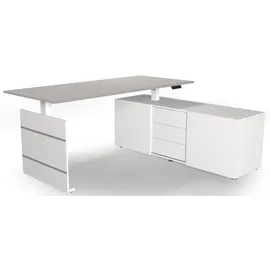 Kerkmann Move 3 elektrisch höhenverstellbarer Schreibtisch lichtgrau, weiß rechteckig, Wangen-Gestell weiß 180,0 x 80,0 cm