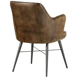 MASSIVMOEBEL24.DE Stuhl Echtleder 55x62x84 dunkelbraun IRON LABEL #30