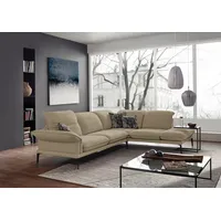 W.SCHILLIG Ecksofa sherry, Designsofa mit tollem Sitzkomfort, elegant und zeitlos, L-Form, mit Kopfstützenverstellung, Winkelfüße in Schwarz, Breite 302 cm beige