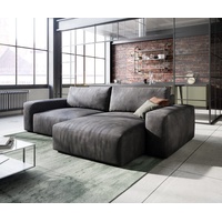 DeLife Ecksofa Lanzo L 260x160 cm Lederimitat Vintage Anthrazit Recamiere variabel