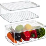 Relaxdays Kühlschrank Organizer, 2er Set, & transparent