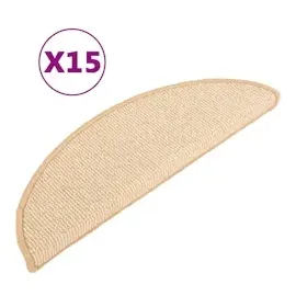 vidaXL Treppenmatten 15 Stk. Creme 56x17x3 cm