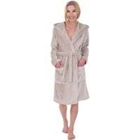 Wewo fashion Damenbademantel 6600, ideal für Sauna & Spa, Hotelbademantel, Morgenmantel, Kurzform, Wellsoft-Microfaser, Kapuze, Gürtel, unübertroffen kuschelig braun S
