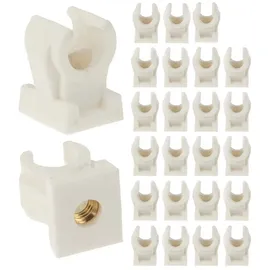 tecuro Rohrclip Set einfach 20/22 mm - 25 Stück - Weiß, mit Messing Gewindebuchse M6,
