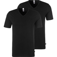 H.I.S. H.I.S., Herren, Shirt, Herren Basic T-Shirt, mit V-Ausschnitt im 2er Pack, schwarz, M,