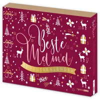 itenga Adventskalender gefüllt mit 24 Überraschungen passend für Männer Frauen Mama Papa Oma Opa (Beste Mama rot gold)