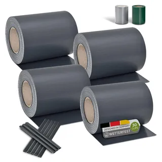 PVC Sichtschutzstreifen 0,19 x 35 m anthrazit 4er Set inkl. Befestigungsklemmen 120 St.