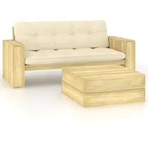 vidaXL Garten-Lounge-Set 2-tlg. creme