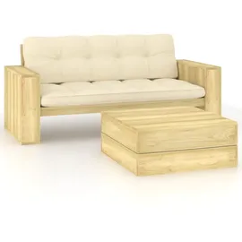 vidaXL Garten-Lounge-Set 2-tlg. creme