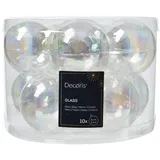 Kaemingk Weihnachtskugeln Glas 6cm x 10 Stück - glänzend Christbaumkugeln Weihnachtsbaumkugeln Christbaumschmuck Weihnachtsbaumschmuck Deko Transparent irisierend