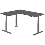 bümö Eckschreibtisch graphit, graphit Holzwerkstoff, Nachbildung, Rechteckig, 180x74x160 cm FSC Mix, Arbeitszimmer, Schreibtische, Eckschreibtische