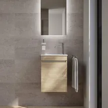 Evineo ineo5 evo Unterschrank B: 42 cm, mit 1 Tür, mit Griffmulde, für Duravit ME by Starck Handwaschbecken,, BE0718OA,