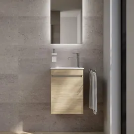 Evineo ineo5 evo Unterschrank B: 42 cm, mit 1 Tür, mit Griffmulde, für Duravit ME by Starck Handwaschbecken,, BE0718OA,