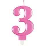 Unique Geburtstagskerze Zahl 3  - Rosa