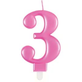 Unique Geburtstagskerze Zahl 3  - Rosa