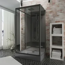 Schulte Bali Komplettdusche mit Schiebetür 115 x 215 cm mattschwarz