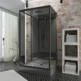 Schulte Bali Komplettdusche mit Schiebetür 115 x 215 cm mattschwarz
