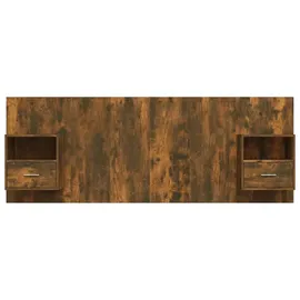 vidaXL Kopfteil mit Nachttischen Räuchereiche Holzwerkstoff