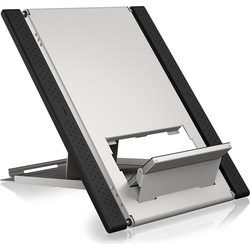 Icy Box Ständer für Laptops und Tablets, Notebook Ständer, Schwarz, Silber
