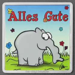 Silberbarren 1oz Alles Gute quadratisch (koloriert) Ottifanten