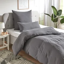 Traumschlaf Uni Delya Musselin anthrazit 155 x 220 cm + 80 x 80 cm