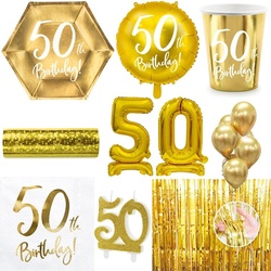 50. Geburtstag Geburtstagsdeko Party Set Zahl 50 Jahre gold Partyartikel