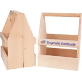 Holz Frank Flaschenträger Holz Bierträger „Bayerische Handtasche“ FSC® Erle für 6 Flaschen beige