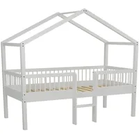 Vipack Hausbett Forrest 90 x 200 cm Buche massiv weiß lackiert