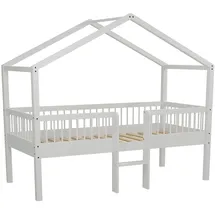 Vipack Hausbett Forrest 90 x 200 cm Buche massiv weiß lackiert