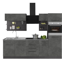 Held MÖBEL Küchenzeile »Tulsa«, Breite 270 cm, ohne E-Geräte, schwarze Metallgriffe, MDF Fronten