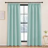 KGORGE Wohnzimmer Gardinen mit Kräuselband 2er Set 220 x 140 cm(HxB) Verdunklungsvorhänge Grün Thermovorhang Hitzeschutz Übergardinen für Schienen Thermo, Hellgrün