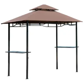 Outsunny Grillpavillon 2,05 x 1,48 x 2,52 m inkl. 4 Seitenteile Kaffeebraun/Schwarz