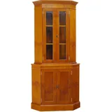 Eckschrank Eckvitrine Eckvitrinenschrank Eibe englischer Stil H: 200 cm -11571-