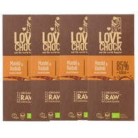 Lovechock Bio rohe Schokolade, Mandel-Baobab, Tafel 4x70 g Schokolade