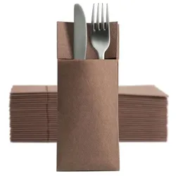 50 Softpoint Besteckservietten Bestecktaschen braun CHIC®