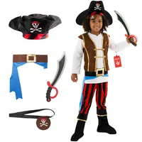 Morph Piratenkostüm Kinder Jungen – Pirat Outfit für Karneval, Fasching, Halloween – Verkleidung Jungen – Größe S