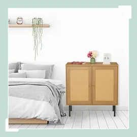 Relaxdays Kommode 80 x 80 x 40 cm Natur/Schwarz