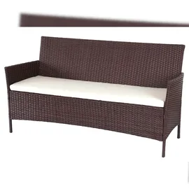 Mendler 3-2-1-1 Poly-Rattan Garten-Garnitur Halden, Lounge-Set Sitzgruppe Sofa ~ braun-meliert, Kissen creme