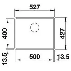 Blanco Subline 500-F mittig flächenbündig granit schwarz Handbetätigung 527 x 427 mm