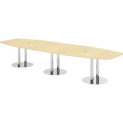bümö Konferenztisch groß KT40 in Ahorn Chromsäulen
