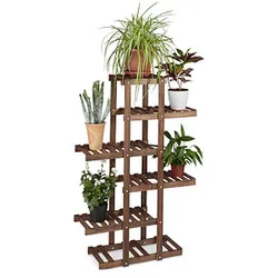 relaxdays Blumenregal Holz dunkelbraun rechteckig 81,0 x 125,0 cm