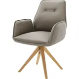 DeLife Esszimmerstuhl Zoa-Flex Echt-Leder Schlamm Holzgestell kantig Natur Taschenfederkern, Esszimmerstühle