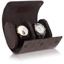 MODALO Uhrenbox Optimus für 2 Uhren aus Kunstleder Braun