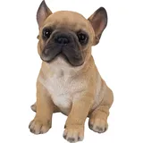 Dehner Polyresin-Französische Bulldogge Welpe, ca. B16,5/H18/T13 cm, Hellbraun, Beige